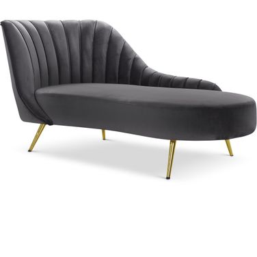 Margo Velvet Chaise In Grey