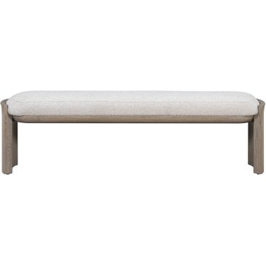 Margot Polyester Upholstered with Solid Oak 60.5 Inch Bench In Brown