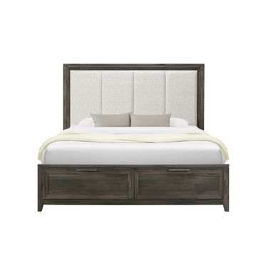 Mariah Queen Upholstered Bed In Dark Brown