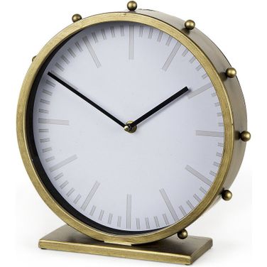 Marian Metal with Studs Round Table Clock In Gold