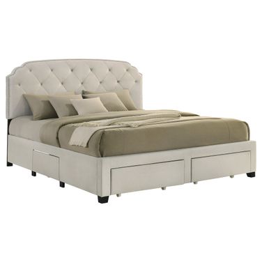 Marianna 4-Drawer Upholstered Eastern King Storage Bed In Cream