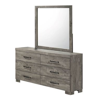 Maricela MDF Solid Wood Dresser with Mirror in Antique Gray