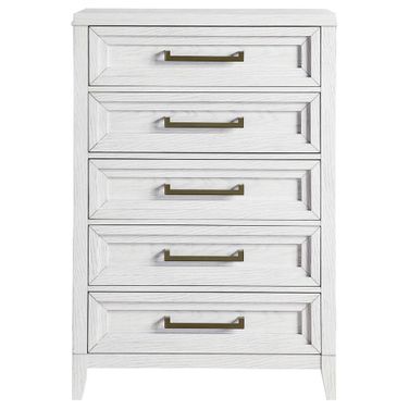 Marielle 5-Drawer Bedroom Chest In Distressed White