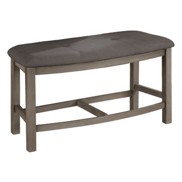 Marife Counter Height Dining Bench In Gray Linen Fabric and Rustic Gray Wood