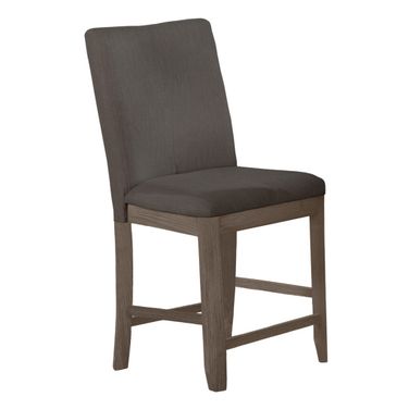Marife Counter Height Dining Chairs Set of 2 In Gray Linen Fabric and Rustic Gray Wood