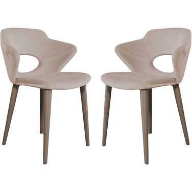 Marilyn Velvet Fabric Dining Chair Set of 2 In Gray
