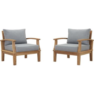 Marina Gray 2 Piece Outdoor Patio Teak Set EEI-1819-NAT-GRY-SET