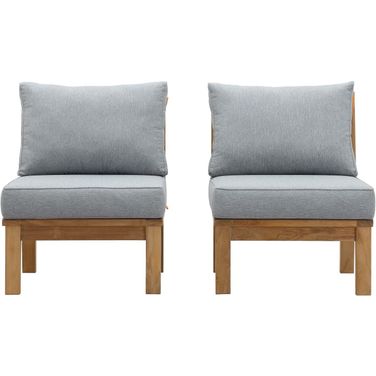 Marina Gray 2 Piece Outdoor Patio Teak Set EEI-1821-NAT-GRY-SET