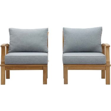 Marina 2 Piece Outdoor Patio Teak Set In Natural and Gray
