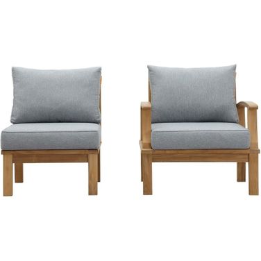 Marina 2-Piece Outdoor Patio Teak Set In Natural Gray