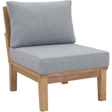 Marina Gray Armless Outdoor Patio Teak Sofa EEI-1150-NAT-GRY-SET