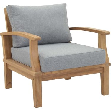 Marina Gray Outdoor Patio Teak Arm Chair