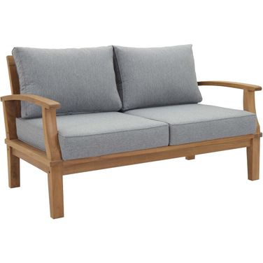 Marina Gray Outdoor Patio Teak Loveseat