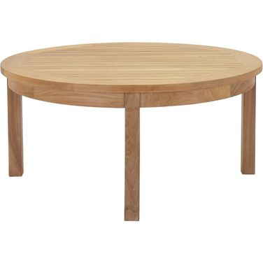 Marina Natural Outdoor Patio Teak Round Coffee Table