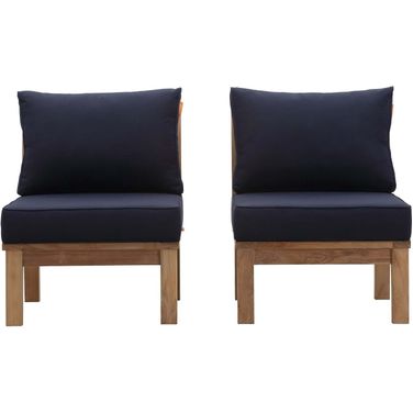Marina Navy 2 Piece Outdoor Patio Teak Set EEI-1821-NAT-NAV-SET
