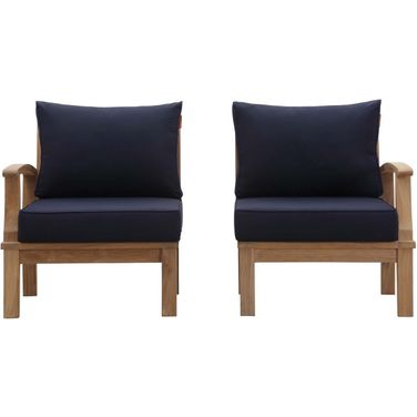 Marina 2 Piece Outdoor Patio Teak Set In Natural and Navy