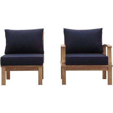 Marina 2-Piece Outdoor Patio Teak Set In Navy and Natural