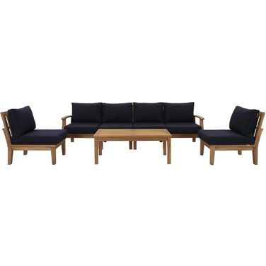 Marina 7 Piece Outdoor Patio Teak Set In Navy