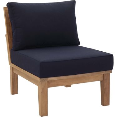 Marina Navy Armless Outdoor Patio Teak Sofa EEI-1150-NAT-NAV-SET
