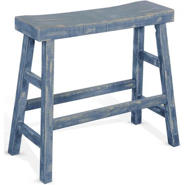 Marina Ocean Blue 30 Inch Bench With Wood Seat