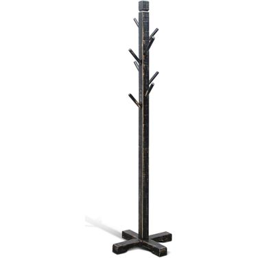 Marina Solid Wood Hat Rack with 8-Prong Hooks In Sand Black