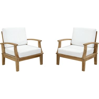 Marina White 2 Piece Outdoor Patio Teak Set EEI-1819-NAT-WHI-SET