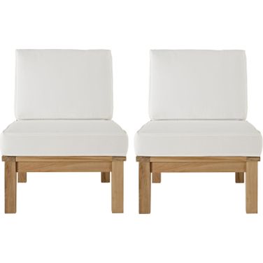 Marina White 2 Piece Outdoor Patio Teak Set EEI-1821-NAT-WHI-SET