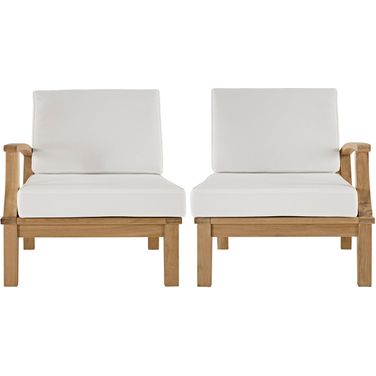 Marina 2 Piece Outdoor Patio Teak Set In Natural and White