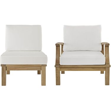 Marina 2-Piece Outdoor Patio Teak Set In Natural White