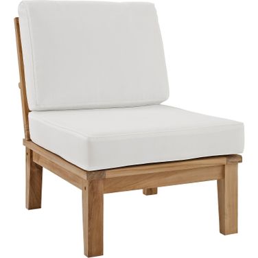 Marina White Armless Outdoor Patio Teak Sofa EEI-1150-NAT-WHI-SET