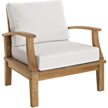 Marina Outdoor Patio Teak Armchair In Natural White