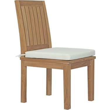 Marina Outdoor Patio Teak Dining Chair In Natural and White