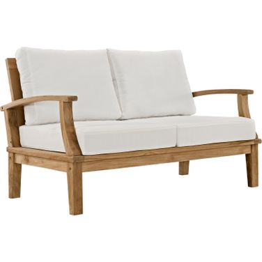 Marina White Outdoor Patio Teak Loveseat