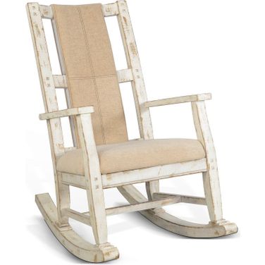 Marina White Sand Rocker With Cushion Seat And Back