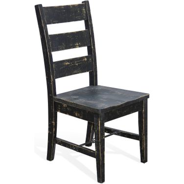 Marina Ladderback Chair with Turnbuckle and Wood Seat Set of 2 In Black Sand