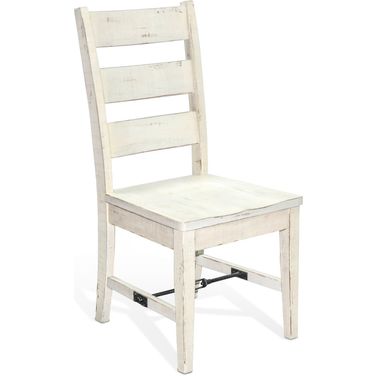 Marina Ladderback Chair with Turnbuckle and Wood Seat Set of 2 In White Sand