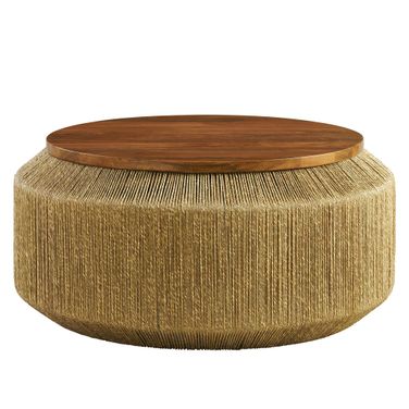Maris Seagrass and Wood Coffee Table In Natural Walnut