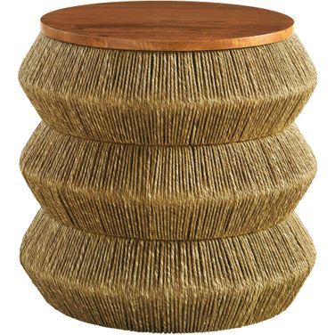 Maris Seagrass and Wood End Table In Natural Walnut
