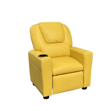 Marisa 23 Inch PU Leather Kids Recliner Chair with Cupholder In Yellow