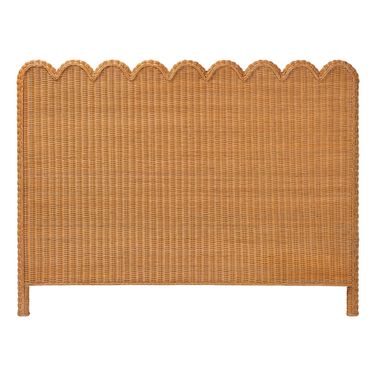 Maritza Scalloped Rattan Pitrit King Standalone Headboard In Light Honey