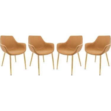 Markley Leather Dining Arm Chair Set of 4 In Light Brown