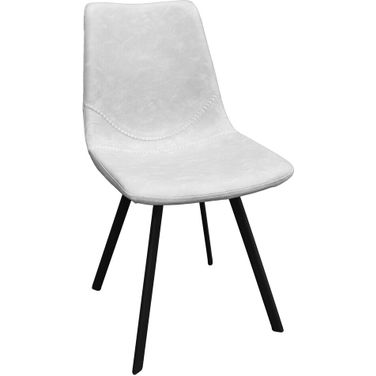 Markley Leather Dining Chair In Light Grey
