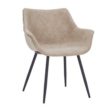 Markley Modern Leather Dining Arm Chair In Taupe