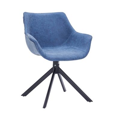 Markley Modern Leather Dining Swivel Arm Chair In Light Blue
