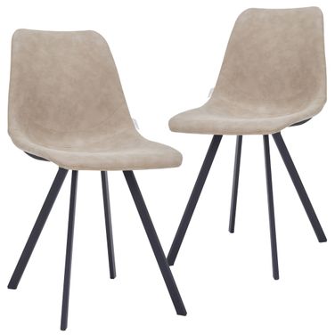 Markly Modern Leather Dining Chair Set of 2 with Metal Legs In Taupe