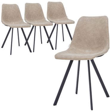 Markly Modern Leather Dining Chair Set of 4 with Metal Legs In Taupe