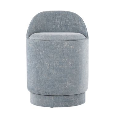 Marla 18 Inch Upholstered Vanity Stool In Light Blue