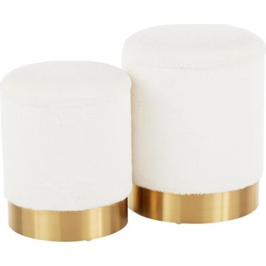 Marla Nesting Ottoman Set In Cream/Gold