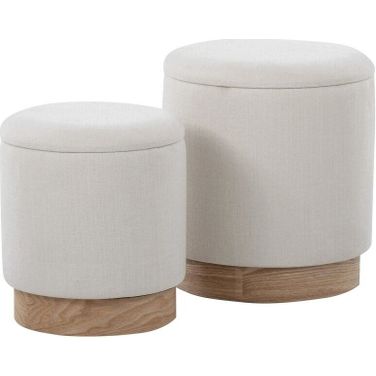 Marla Nesting Ottoman Set In Cream/Natural