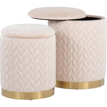 Marla Quilted Ottoman Set In Cream